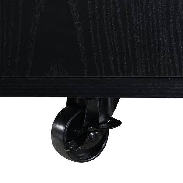 English Elm Christopher Knight Home® - Multi-Functional Lift-Top Coffee Table with Hidden Storage, 4 Stools, Lockable Casters & Desk Space Black N770P309783B