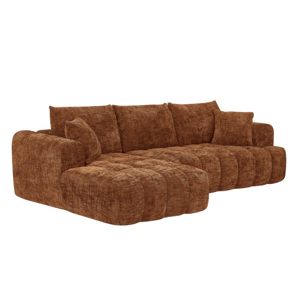 English Elm Chenille L-Shape Oversized Luxury Sectional Sofa - Minimalist Design, Comfy Sleeper For Any Space W2339S00037