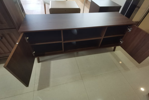 English Elm 55-inch Mid-century Media Console with Louvered Doors and Solid Wood Legs for Living Room W1706P465297