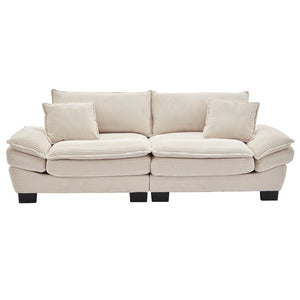 English Elm Corduroy Stylish Sleeper Sofa Loveseat with Dual-Layer Cushions & Two Support Pillows, Sturdy Frame Beige W676P184129