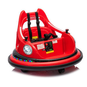 English Elm 12v Kids Ride on Bumper Car with 360 Spin Led Lights Bluetooth and Parental Remote Red W1578P198506