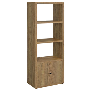 English Elm Noriega Mango 3-Shelf Media Tower Bookcase with Lower Melamine Cabinet, Rustic Saw-Mark Finish, Compact Storage and Display Solutions for Books, Decor and Electronics B062P375542