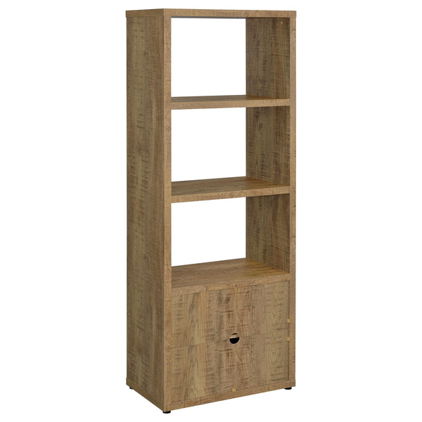 English Elm Noriega Mango 3-Shelf Media Tower Bookcase with Lower Melamine Cabinet, Rustic Saw-Mark Finish, Compact Storage and Display Solutions for Books, Decor and Electronics B062P375542