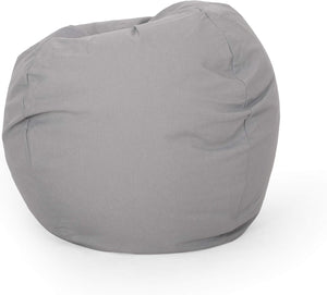 English Elm Christopher Knight Home® - Chrisholm Plush Foam-Filled Bean Bag Chair — Modern Round Design, Durable Polyester Comfort 34"W Light Gray N778P185639G