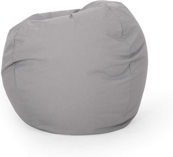 English Elm Christopher Knight Home® - Chrisholm Plush Foam-Filled Bean Bag Chair — Modern Round Design, Durable Polyester Comfort 34"W Light Gray N778P185639G