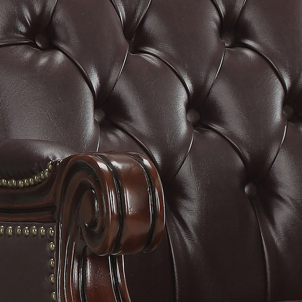 English Elm Everly Dark Brown Tufted Adjustable Height Office Chair with Plush Leatherette, Ergonomic Comfort and Timeless Style B062P328649