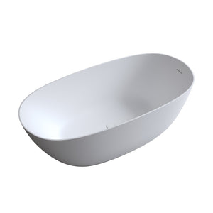 English Elm 65'' Resin Stone Freestanding Soaking Tub Ergonomic Matte White Spa Bath W2753P340262