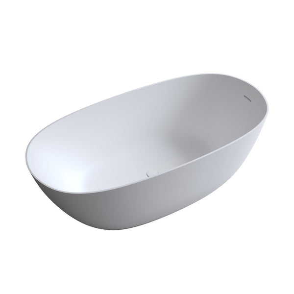 English Elm 65'' Resin Stone Freestanding Soaking Tub Ergonomic Matte White Spa Bath W2753P340262