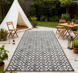 English Elm Geometric Reversible Polypropylene Outdoor Rug Uv Resistant Waterproof Patio Deck Mat T3971P421034