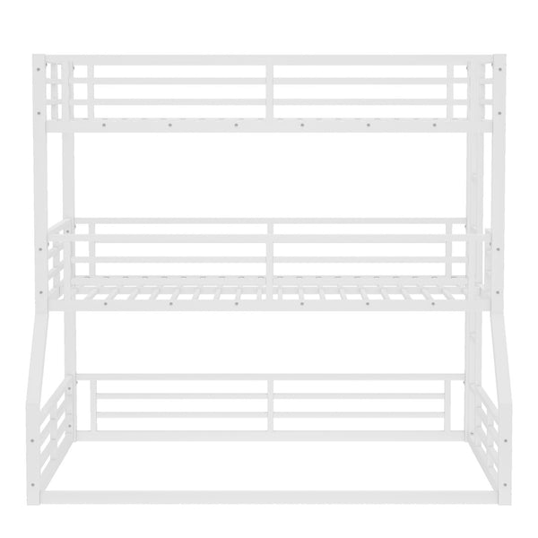 English Elm Twin Metal Triple Bunk Bed – Staggered Design With Safety Guardrails, Noise-Reduced, Space-Saving Style W1580S00168-GIGA