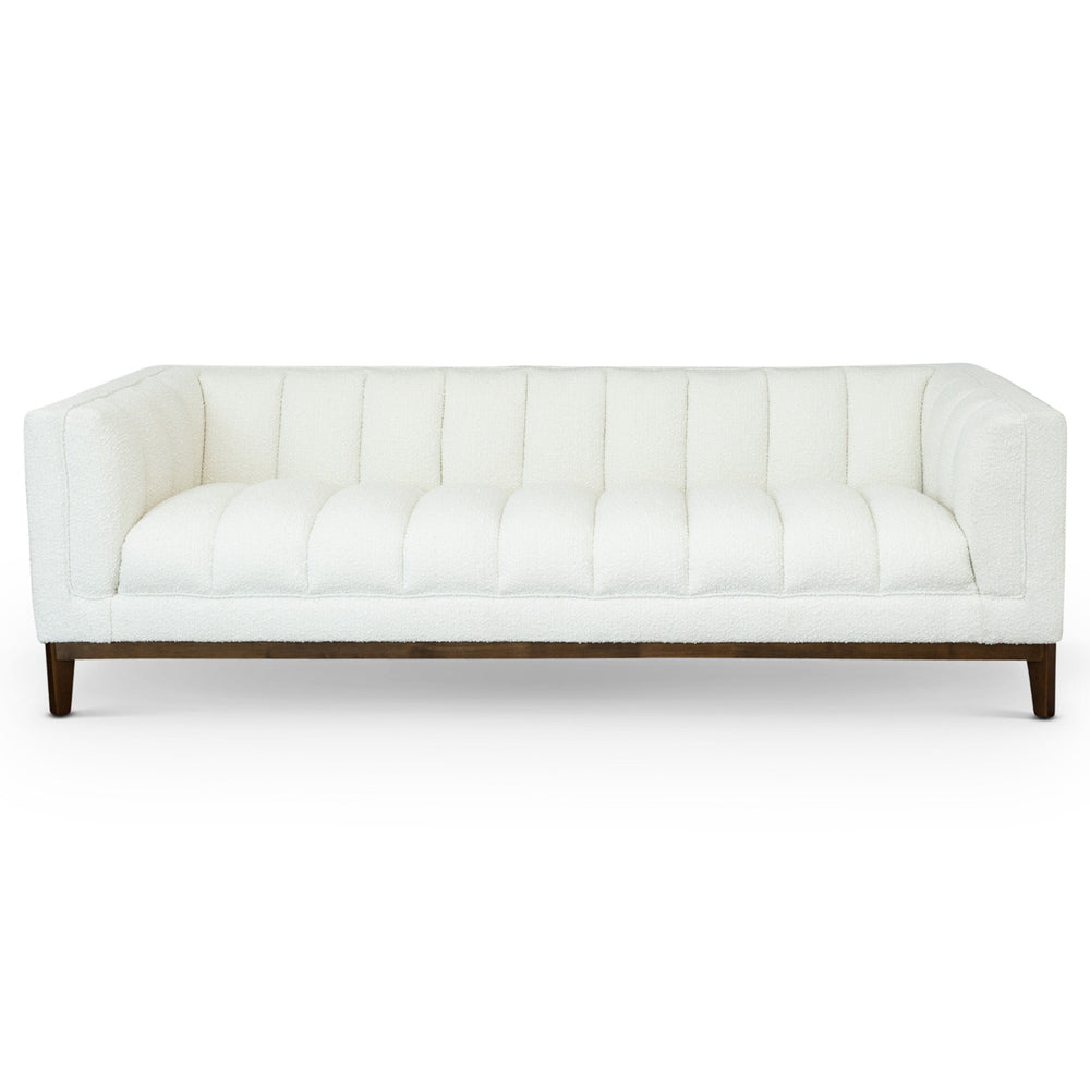 English Elm Ashcroft Furniture - Melissa Mid-Century Boucle Sofa in White or Brown - Pet-Friendly, Stain-Resistant, High-Density Comfort B183P231873
