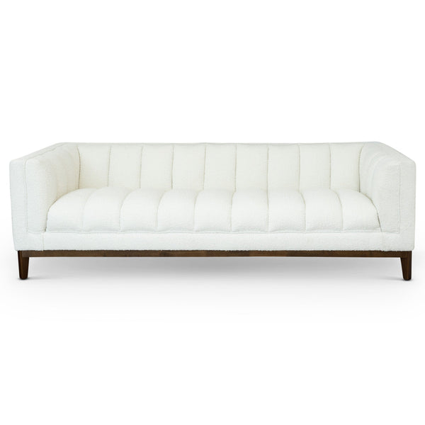 English Elm Ashcroft Furniture - Melissa Mid-Century Boucle Sofa in White or Brown - Pet-Friendly, Stain-Resistant, High-Density Comfort B183P231873