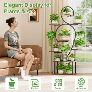 English Elm Plant Stand Indoor With Grow Light - 9-Tier Space-Saving Metal Shelf For Healthy Plant Growth W3101P314624-GIGA
