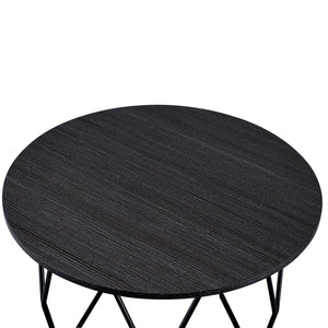 English Elm Espresso Drum Coffee Table with Open Metal Base and Round Top, 32.5" Stylish Accent Table B062P186446