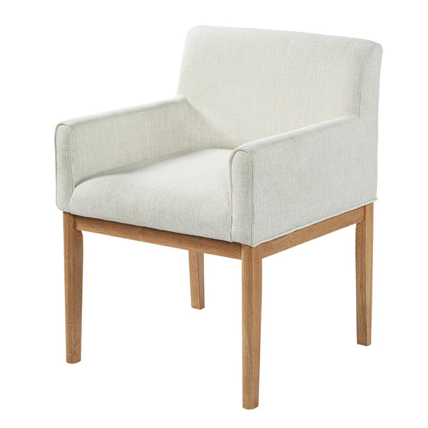 English Elm Modern Upholstered Arm Dining Chair Set Rubberwood Legs Foam Padded High Back Beige,Natural N768P396376N