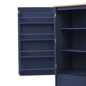English Elm Topmax Freestanding Pantry Cabinet Blue Mdf with Drawers Door Shelves SP000046AAC