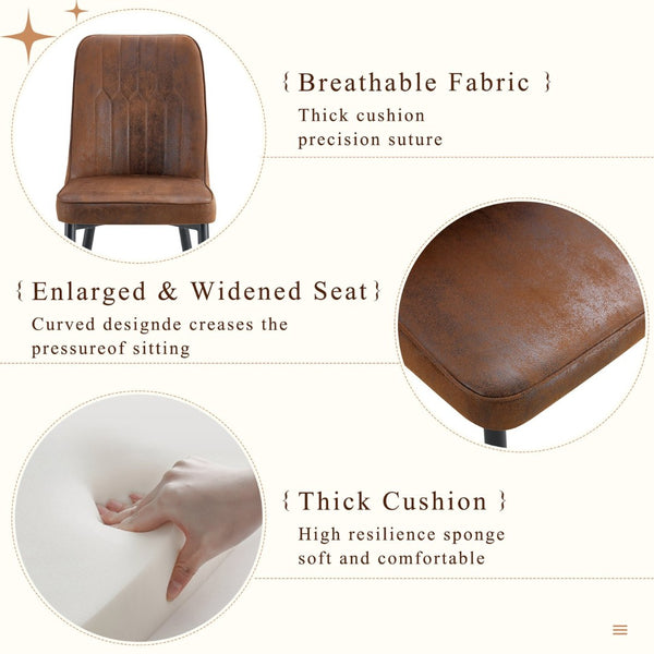 English Elm Table Set: Elegant Black Wood-Grain Dining Table With 8 Comfortable Brown Techno-Fabric Chairs W1151S04170-GIGA