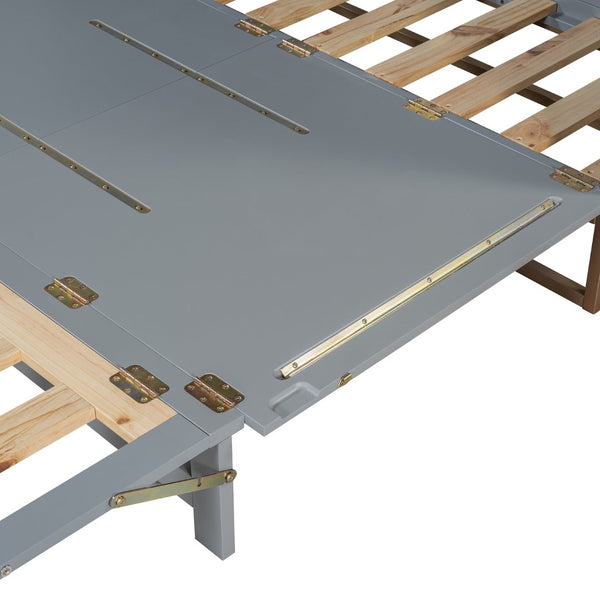 English Elm Queen Size Murphy Bed With Iron Legs - Modern Gray Design, Space-Saving Solution For Compact Living N820S00035E-GIGA