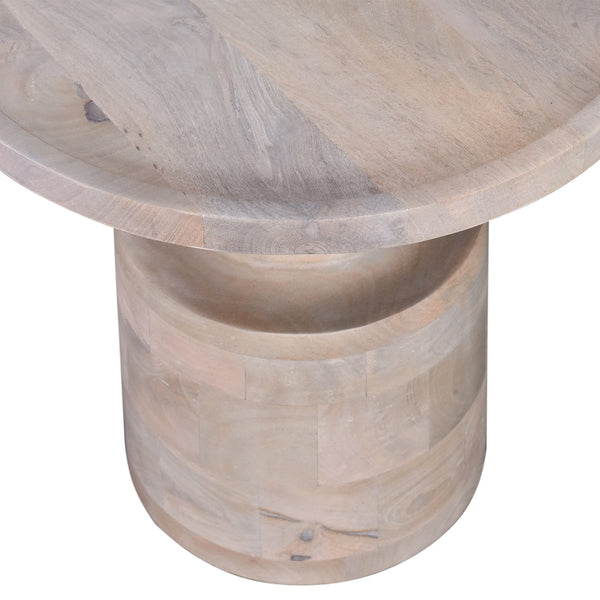 English Elm Contemporary Mango Wood Pedestal Side Table, 18" Round Solid Accent End Table, Natural Grain Finish B011P216679