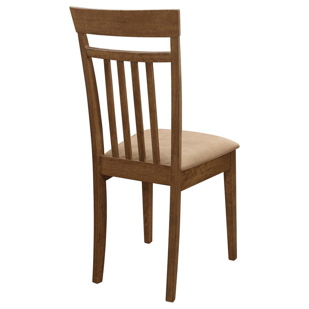 English Elm Liandra Chestnut 5-Piece Dining Set with Slat Back Chairs, Hardwood Veneer, Beige Upholstery Elegance B062P345390