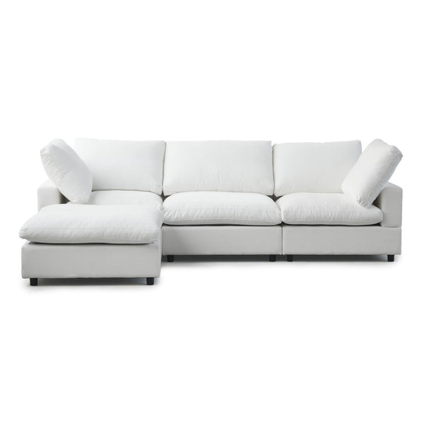 English Elm Sky Cloud L-Shaped 4-Seater Sectional Sofa With Washable Cushions And Storage Ottoman For Living Room B341S00001-GIGA