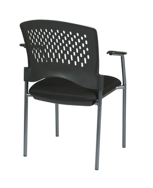OSP Home Furnishings Titanium Finish Stackable Guest Chair with Padded Seat for Modern Office Waiting Areas 8610-30