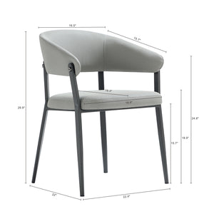 English Elm Belle Metal Upholstered Dining Chair in Stone Gray — Plush Foam Seat, Curved Back, Commercial Grade Modern Design B365P397750