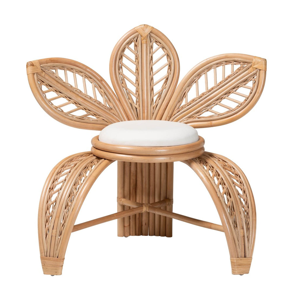 English Elm Modern Rattan Openwork Leaf Accent Chair Bohemian Sculptural Seat for Living Room B2750P467688