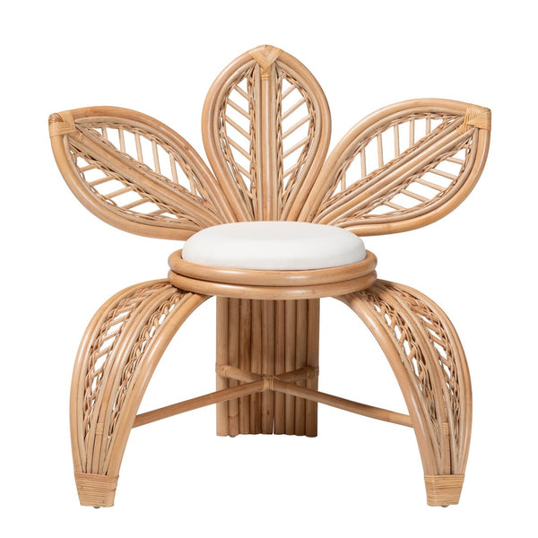 English Elm Modern Rattan Openwork Leaf Accent Chair Bohemian Sculptural Seat for Living Room B2750P467688