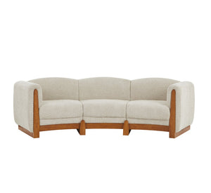 English Elm Elegant Boucle Curved Sofa with Natural Wood Base for Modern Living Rooms N773IS00098S