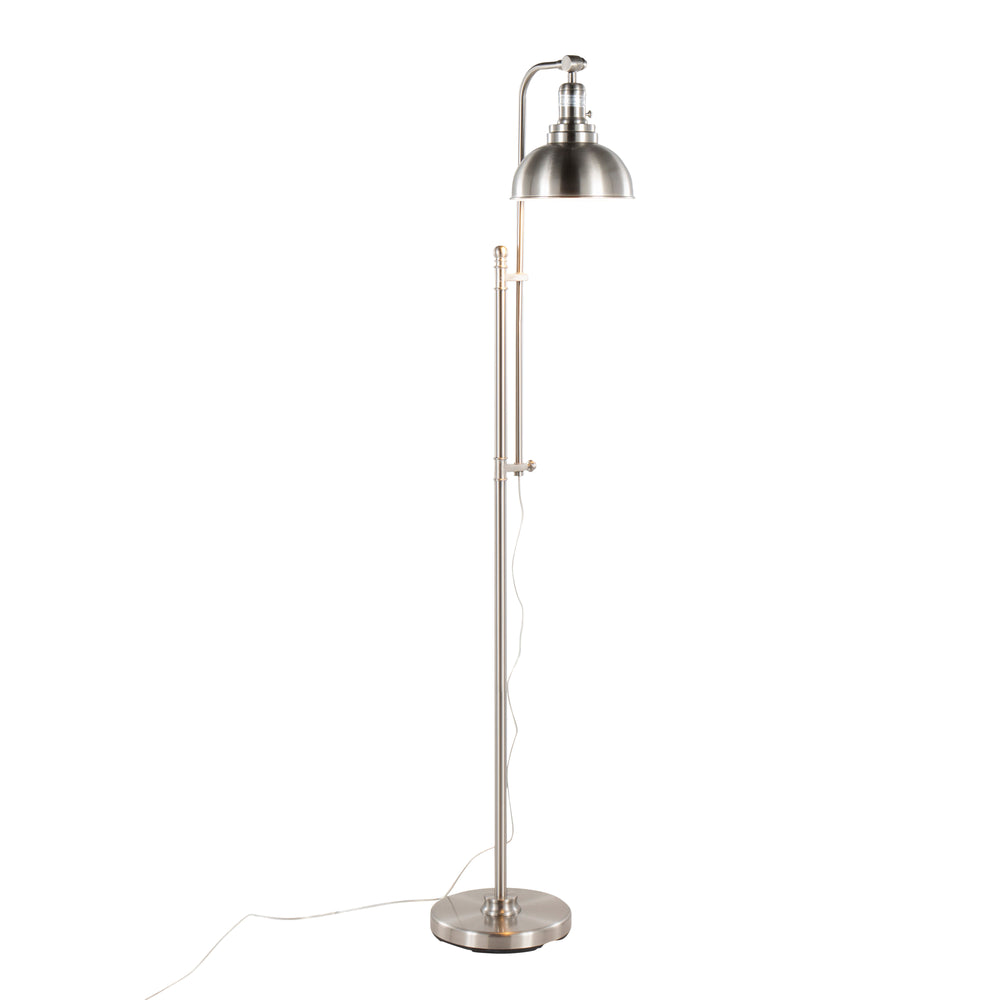 English Elm Emery Industrial Floor Lamp Nickel by LumiSource — Adjustable Slim Metal Task Lamp with Warm Glow B202P224129