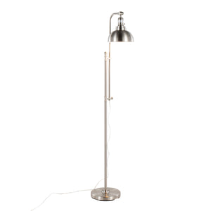English Elm Emery Industrial Floor Lamp Nickel by LumiSource — Adjustable Slim Metal Task Lamp with Warm Glow B202P224129