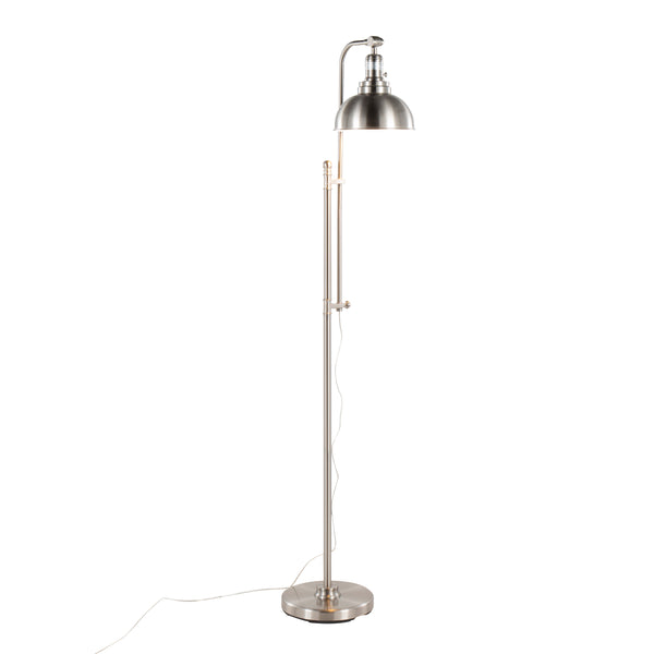 English Elm Emery Industrial Floor Lamp Nickel by LumiSource — Adjustable Slim Metal Task Lamp with Warm Glow B202P224129