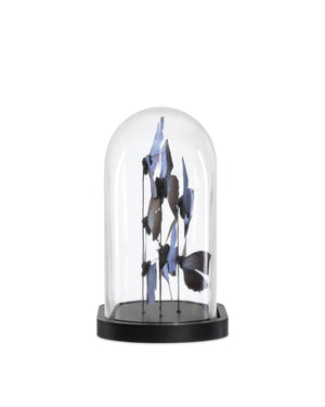 Currey & Company Rue De Bac Enchanting Medium Butterflies In Soft Blue & Pink - Elegantly Displayed Glass Dome Decor Blue Paper ,Engineered Wood ,Glass 1200-0976-currey-company