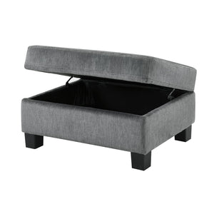 English Elm Sectional Plush chenille U-shaped sofa with pleated arms, pocket-spring seats & hidden ottoman storage Dark Gray N719S000810R