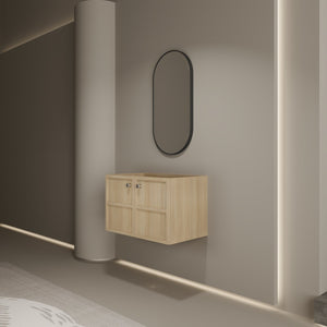 English Elm 30" Modern Wall-Mounted Bathroom Vanity Cabinet, Oak Plywood Finish, 2 Soft-Close Doors, Hardware Included W1972P265284