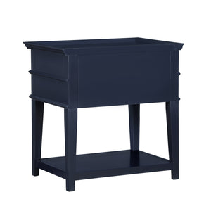 English Elm Carmona Midnight Blue Tray Top Nightstand with Two Drawers, Open Shelf, Brushed Gold Ring Pulls Dark Blue B050P376935