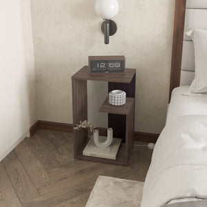 English Elm Fm Furniture Vega Side Table – Versatile Melamine Nightstand With Open Storage, Dark Walnut Finish B128P293874