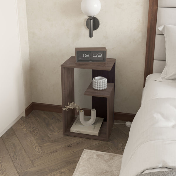 English Elm Fm Furniture Vega Side Table – Versatile Melamine Nightstand With Open Storage, Dark Walnut Finish B128P293874