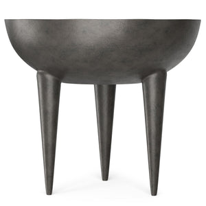English Elm Otto Handcrafted Cast Aluminum Side Table in Graphite Finish — Convex Top, Tapered Legs, 24" Round B136P239038