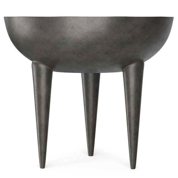 English Elm Otto Handcrafted Cast Aluminum Side Table in Graphite Finish — Convex Top, Tapered Legs, 24" Round B136P239038