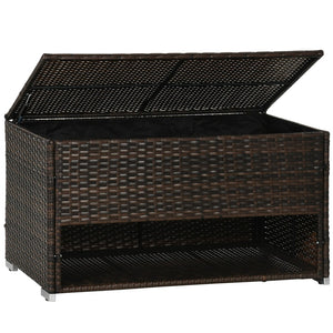 English Elm Outsunny Outdoor Rattan Deck Box With Liner - Stylish Storage For Cushions, Shoes, Pool Toys & More W2225P200517-GIGA