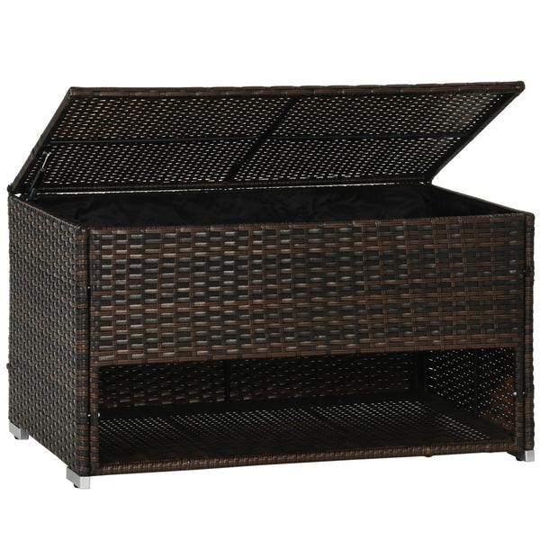 English Elm Outsunny Outdoor Rattan Deck Box With Liner - Stylish Storage For Cushions, Shoes, Pool Toys & More W2225P200517-GIGA