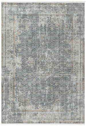 Unique Loom Baracoa La Cabana Machine Made Border Rug Fume Gray, Brown/Ivory/Gray/Tan/Light Blue 7' 1" x 10' 0"