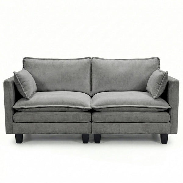 English Elm Modern Chenille Upholstered Loveseat with Usb Ports and Pockets for Compact Living Dark Grey W2519P486109