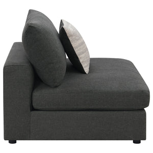 English Elm Duncan Modular Armless Chair in Charcoal Muslin Fabric with Removable Back Cushion, Cozy Modern Seating B062P357799
