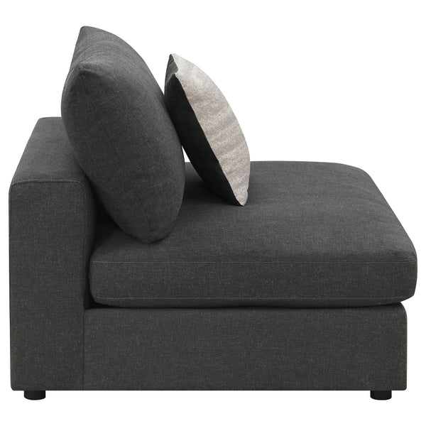 English Elm Duncan Modular Armless Chair in Charcoal Muslin Fabric with Removable Back Cushion, Cozy Modern Seating B062P357799