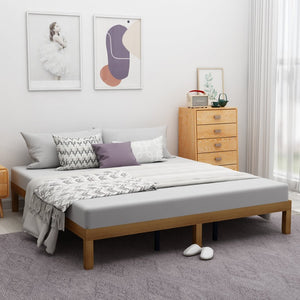 English Elm Queen Solid Wood Platform Bed Low Profile Slat Support No Box Spring Required W1917P169562