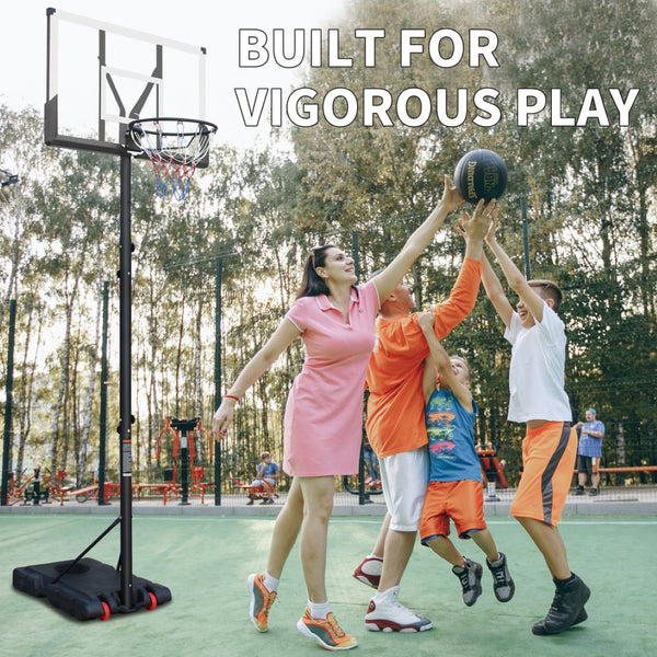 English Elm Use Adjustable Polycarbonate Basketball Hoop System with Steel Frame and Portable Base W1408P295941