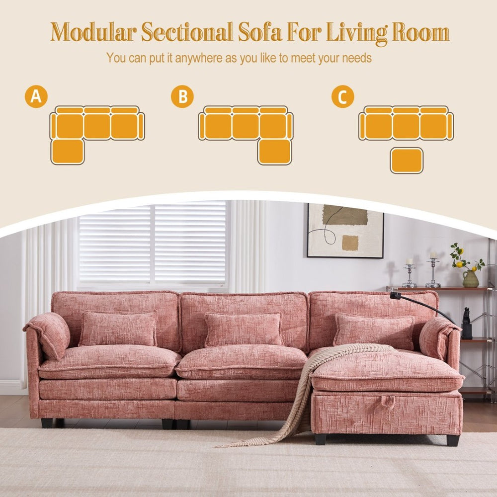 English Elm United Oversized 112" Modular Sectional Sofa Cloud Couch With Storage Ottoman, Usb Ports & Comfort Design W1568S00185-GIGA